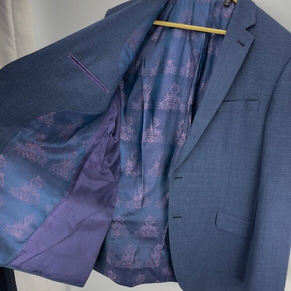 TED BAKER LONDON No Ordinary Joe Wool Blend Singe Breasted Blue Blazer Size 44L - Picture 9 of 9